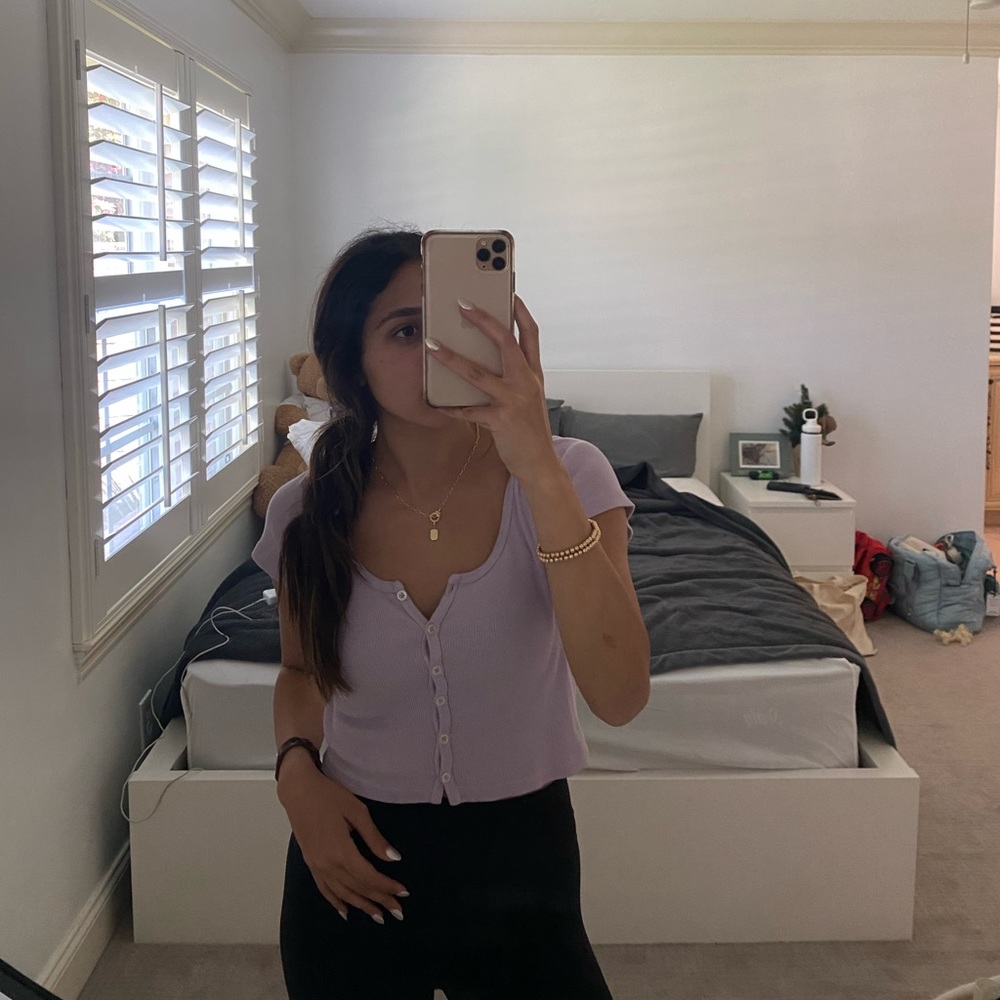 Brandy Melville Lavendar button up top